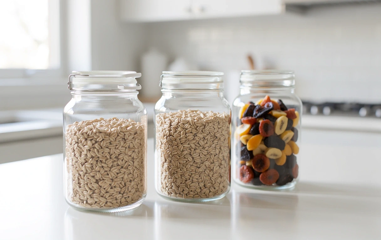 Clean pantry storage showing natural ingredients